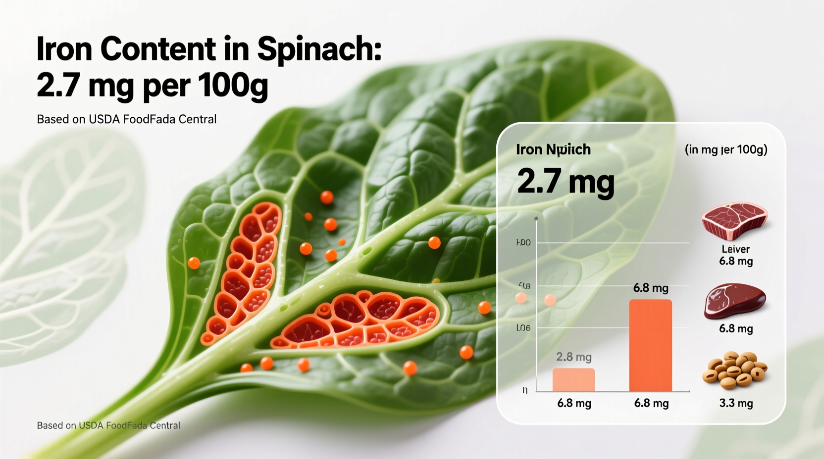 amount of iron in spinach