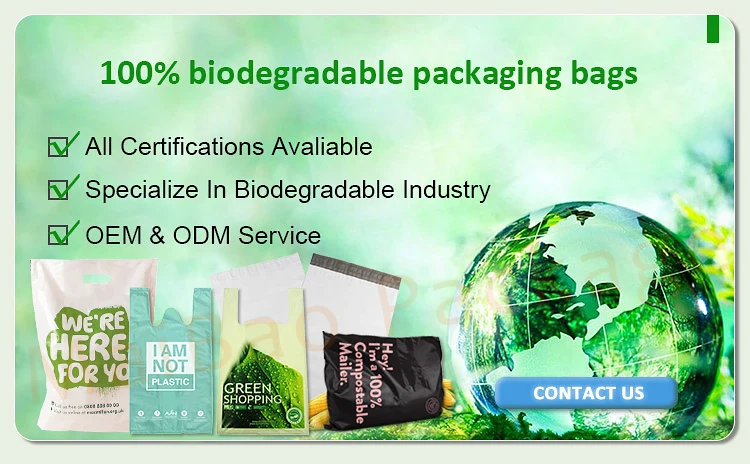 Custom Printed Black 100% Eco Friendly EPI PLA Corn Starch Compostable Biodegradable Shopping Packing Plastic Bag for Clothes