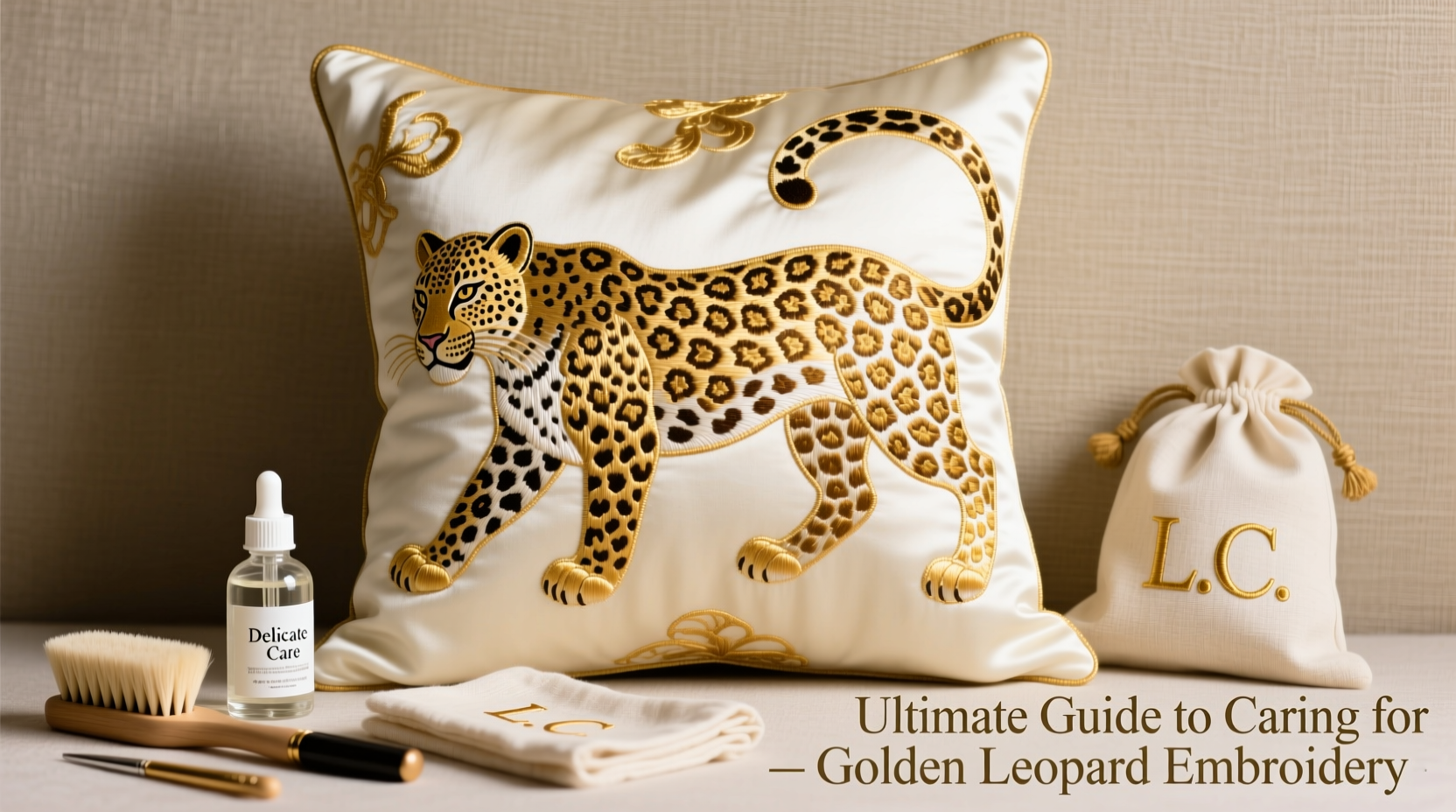 ultimate guide to maintaining and caring for golden leopard embroidery on cushions