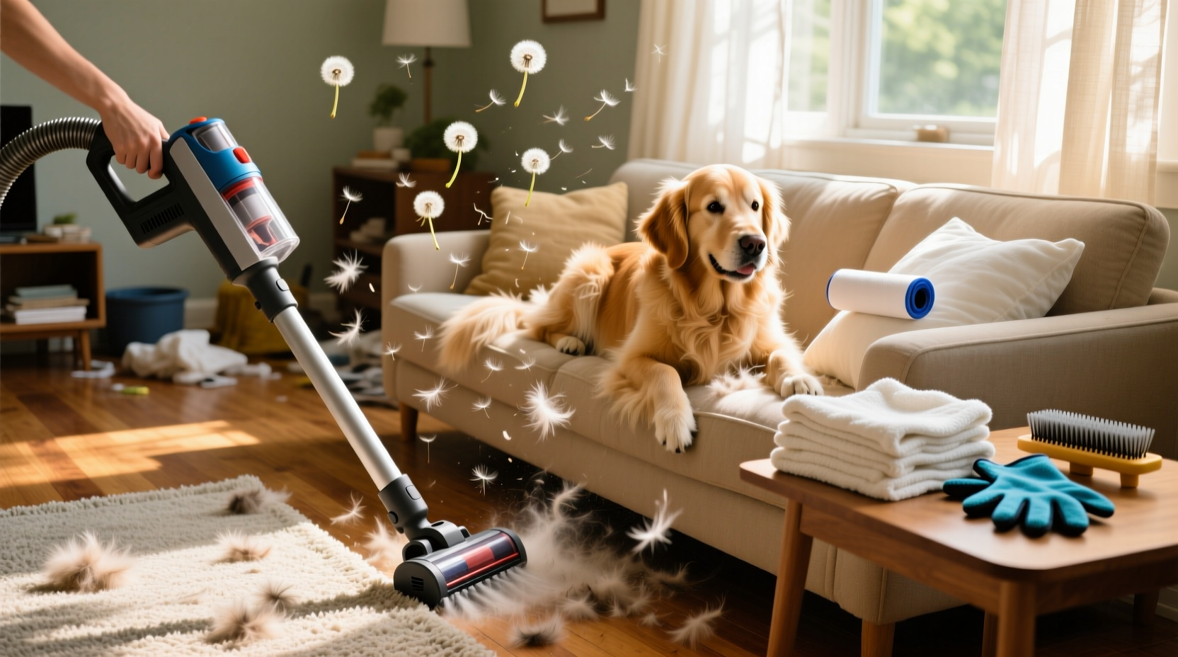 how to clean up pet hair during summer shedding