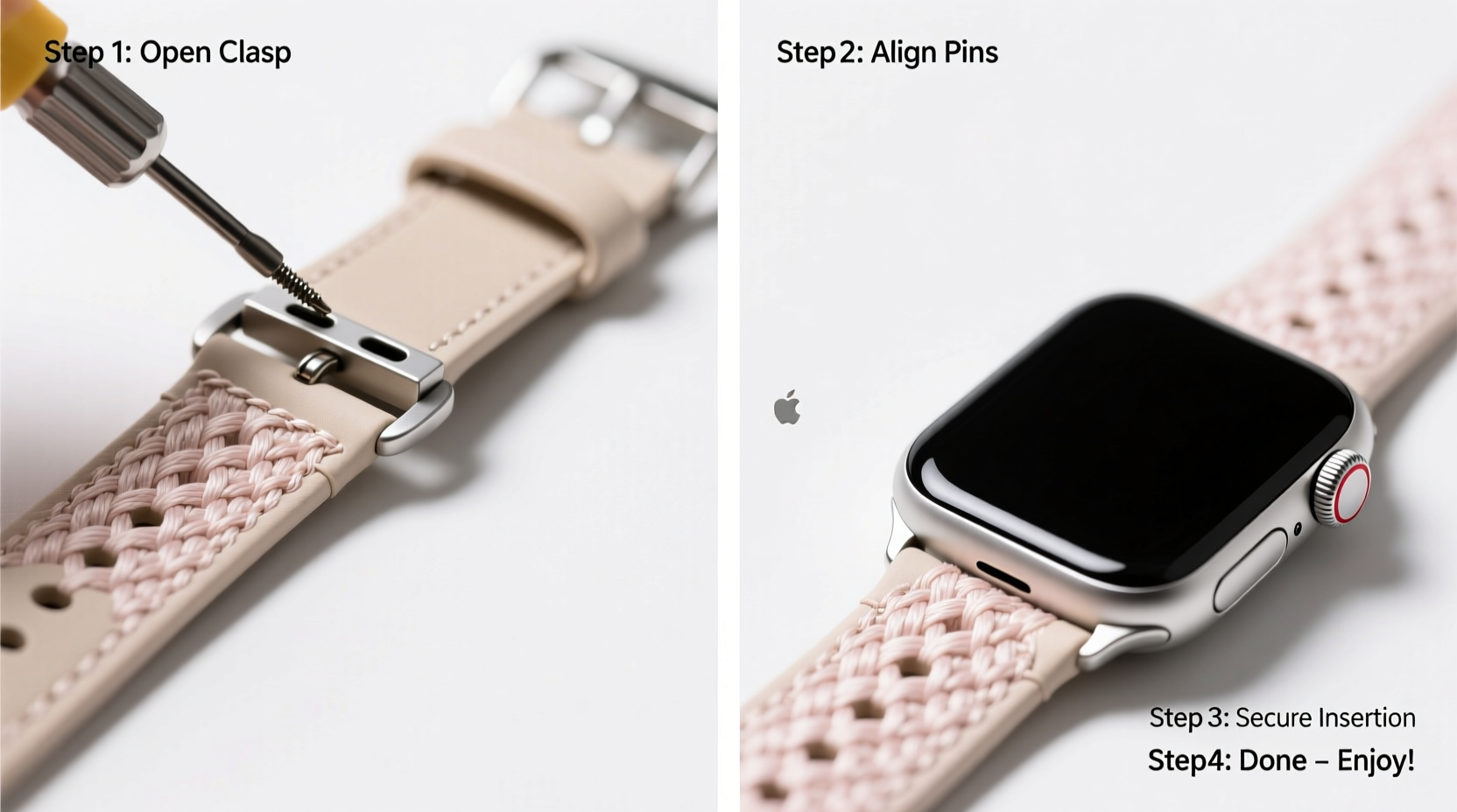 step by step guide to installing an apple watch camellia strap with ease
