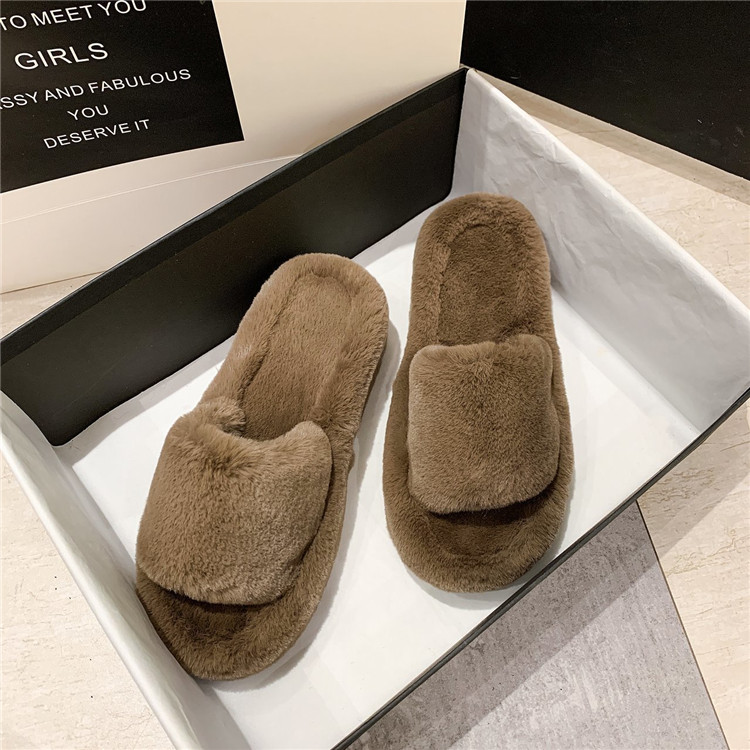 Winter Warm Slides Home Flat Sandals Female Bedroom Plush Slippers for Women Wholesale