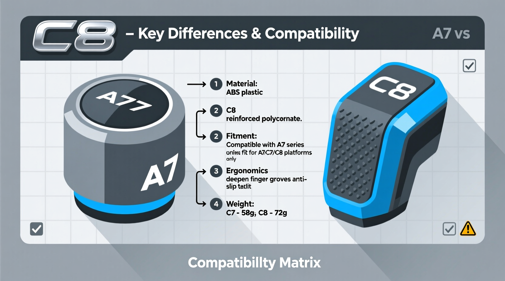 a7 c7 vs c8 gear knob comparison