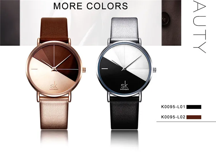 shengke K0095 sk Women's Watches Fashion Leather Wrist Watch Vintage Ladies Watch Irregular Clock Mujer Bayan Kol Saati Montre F