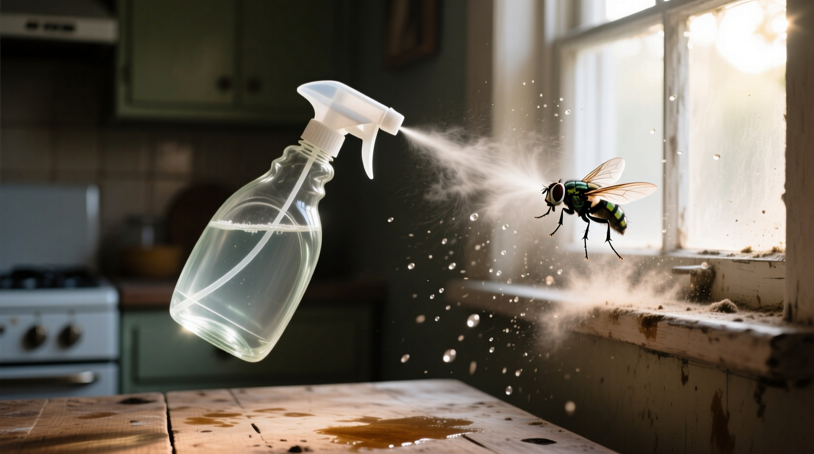 knock out flies with glass cleaner