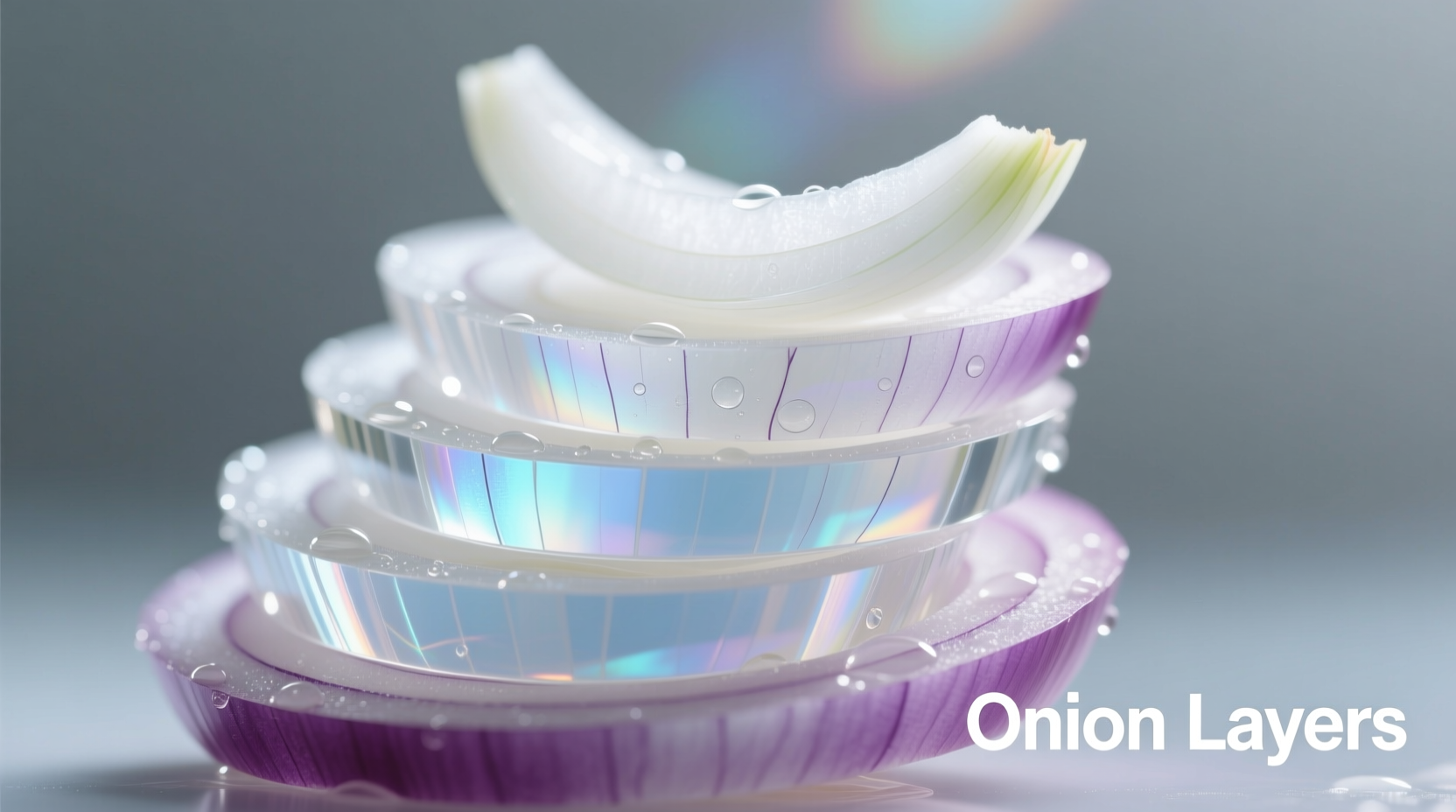 Translucent onion slices showing glass-like layers