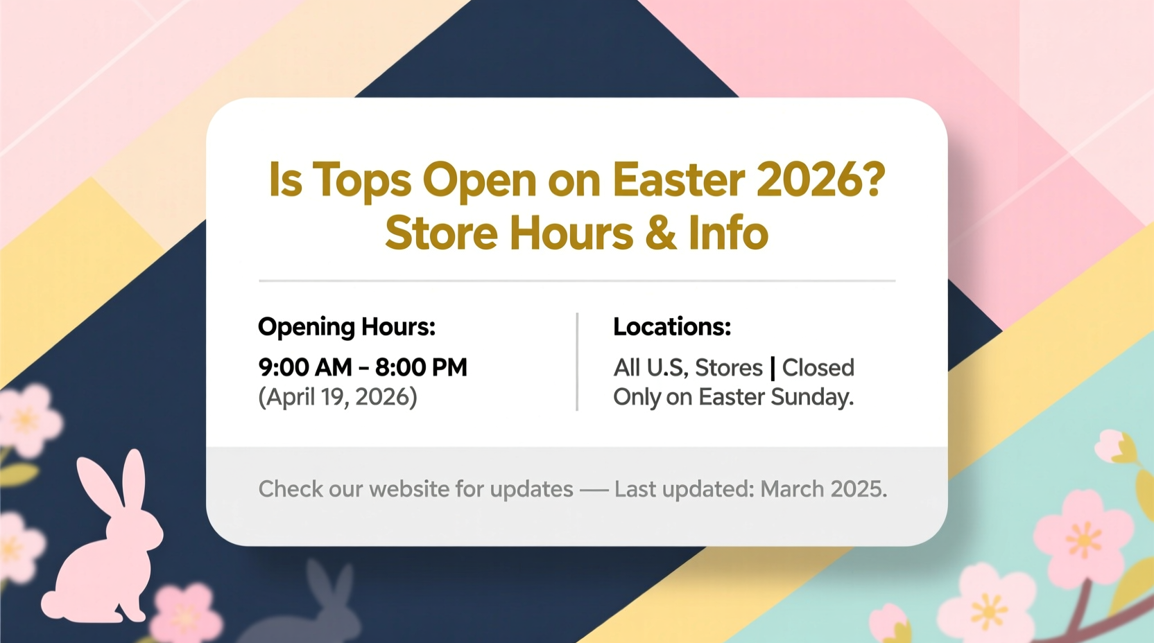 is tops open on easter 2026