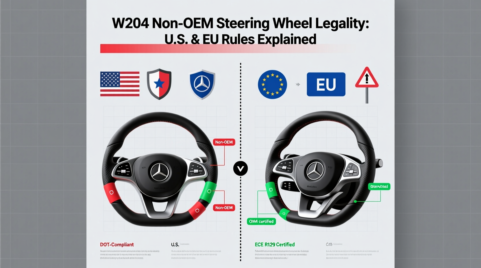 w204 non oem steering wheel legality