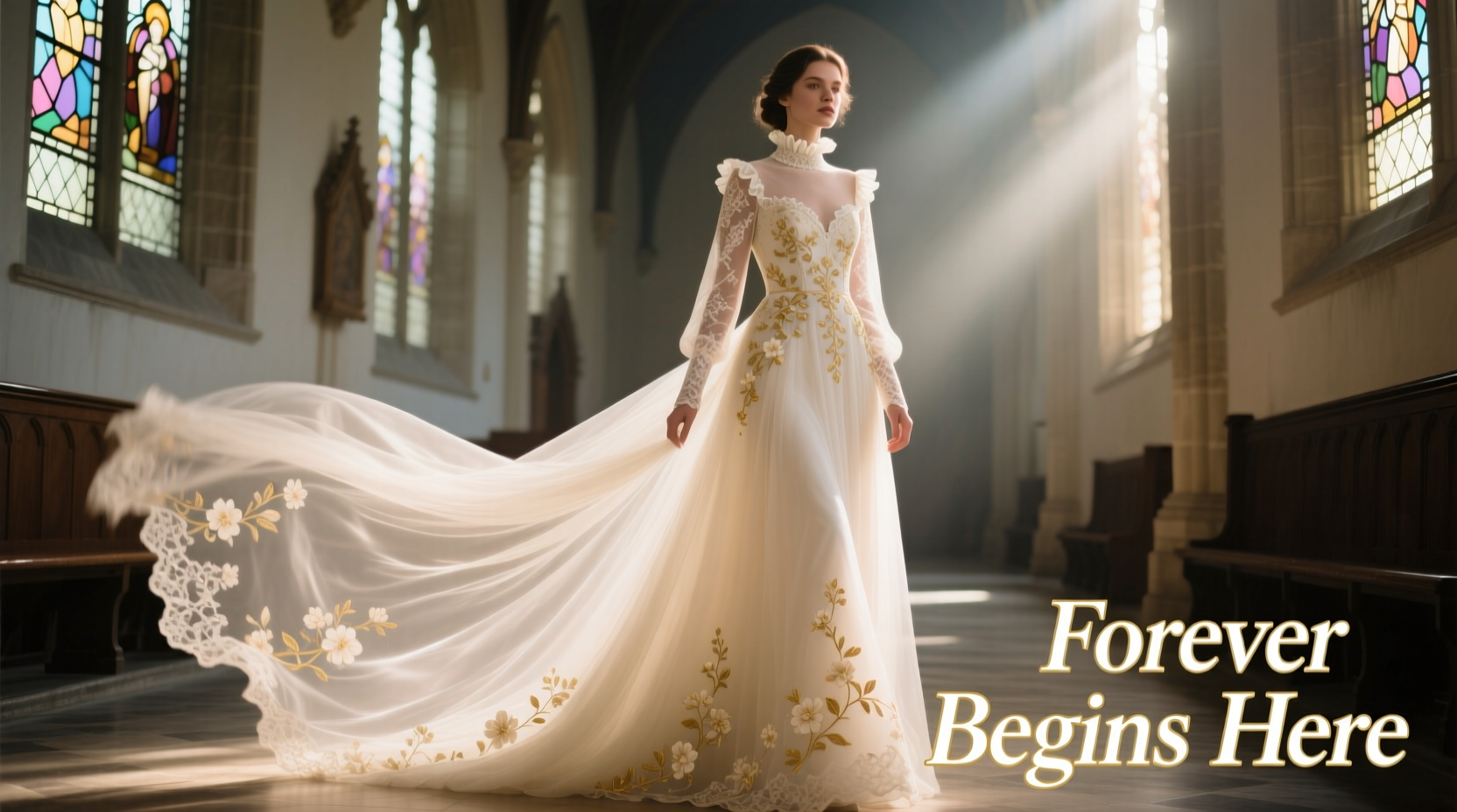 a line long sleeve wedding dress