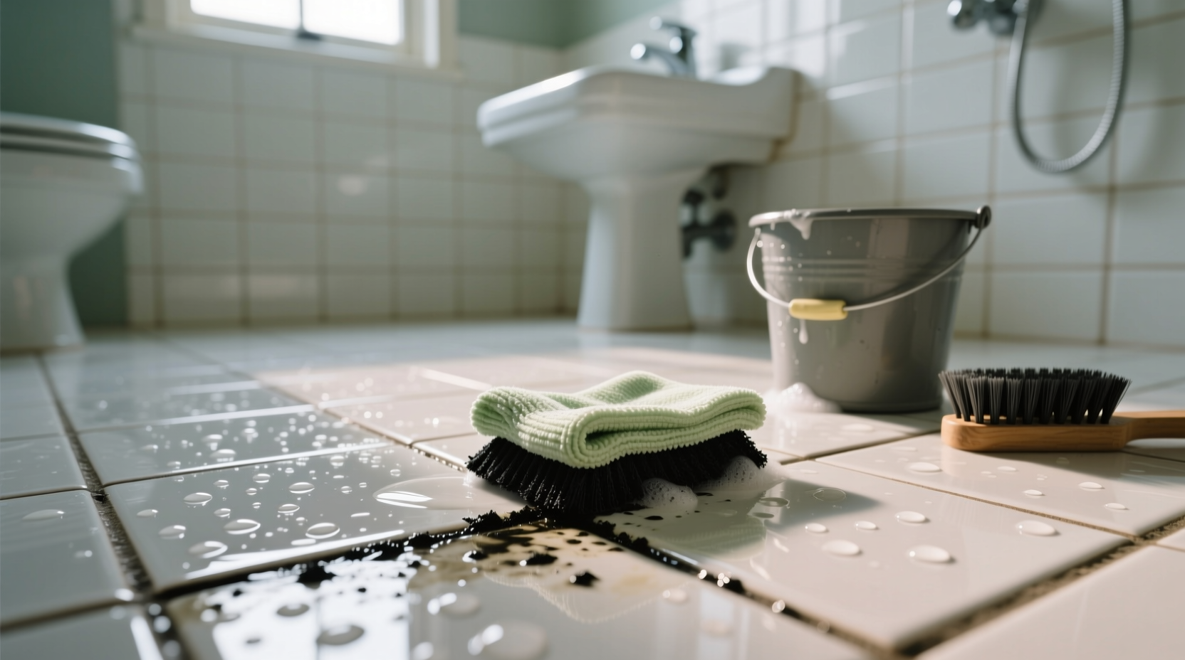 how to clean floor tile grout