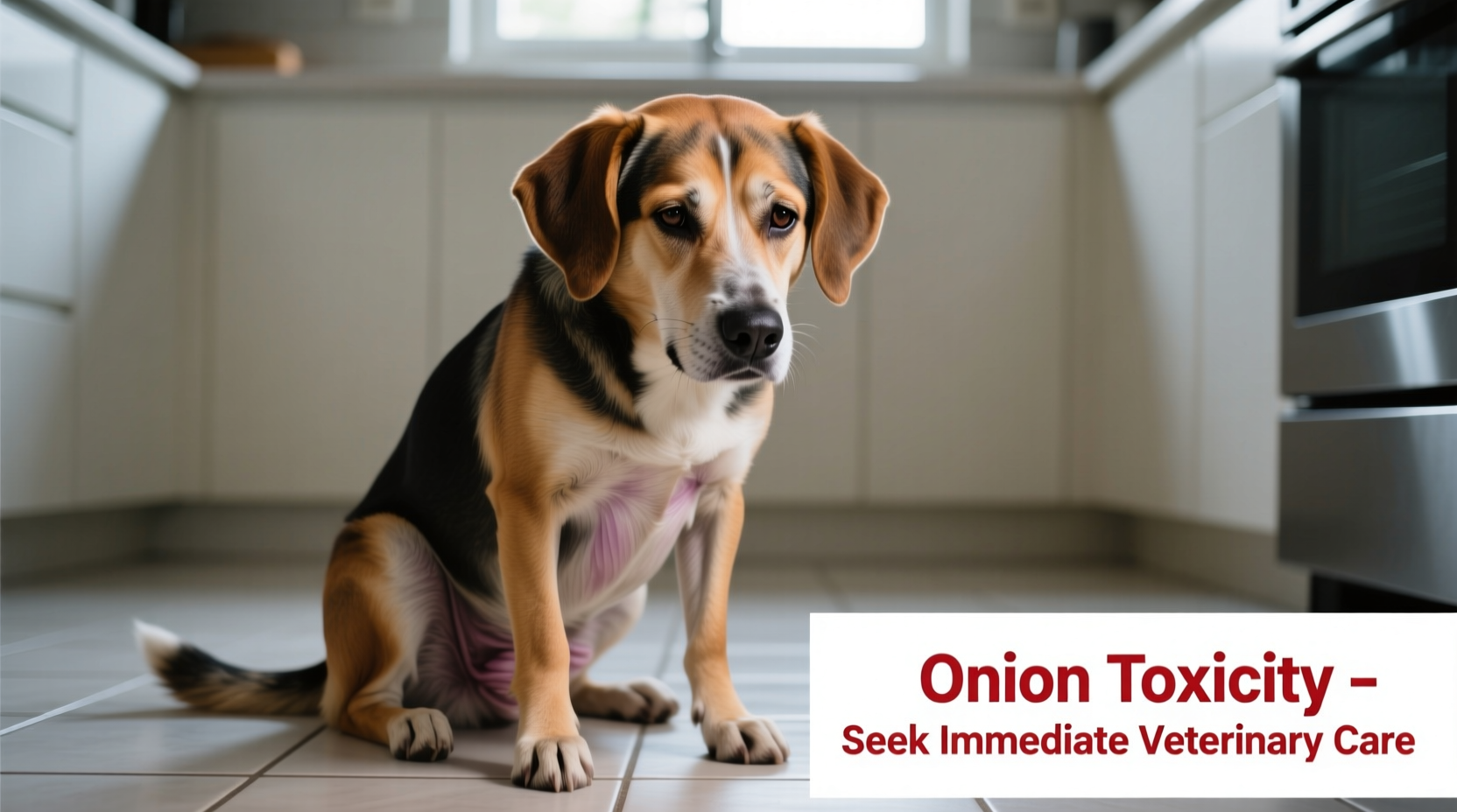 Dog showing symptoms of onion toxicity