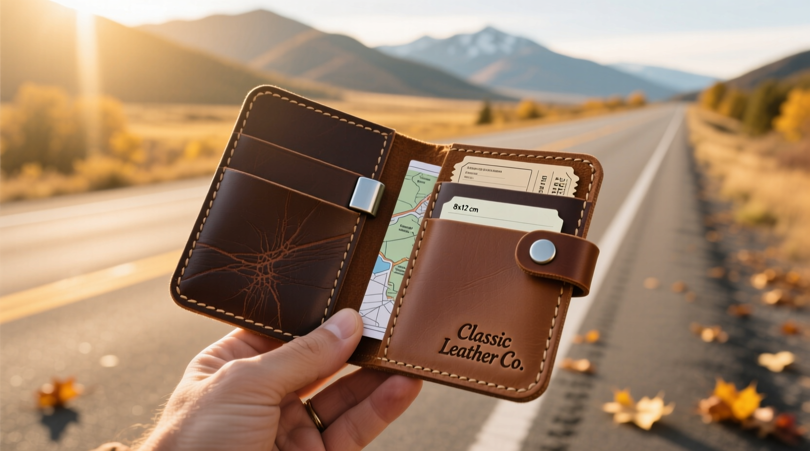 leather paper holder road trip