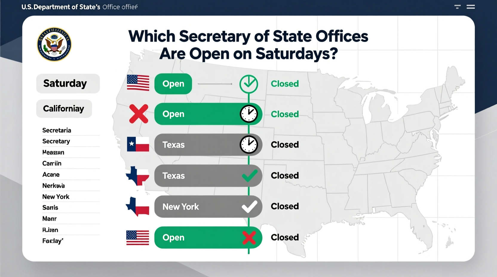 what secretary of state is open on saturdays