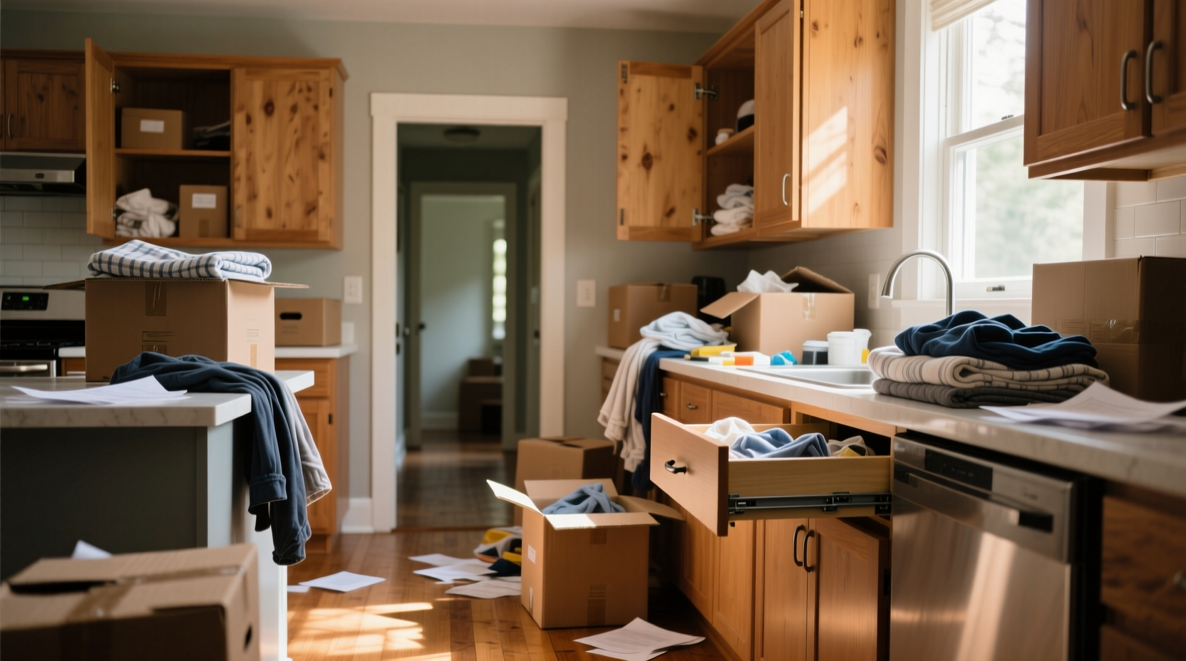 leave cabinets open when packing and never leave anythi
