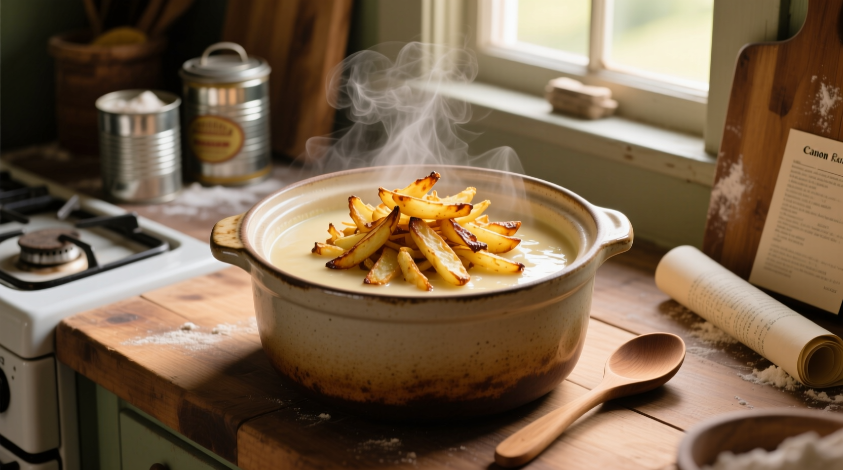 Creamy potato soup in crock pot with hash browns