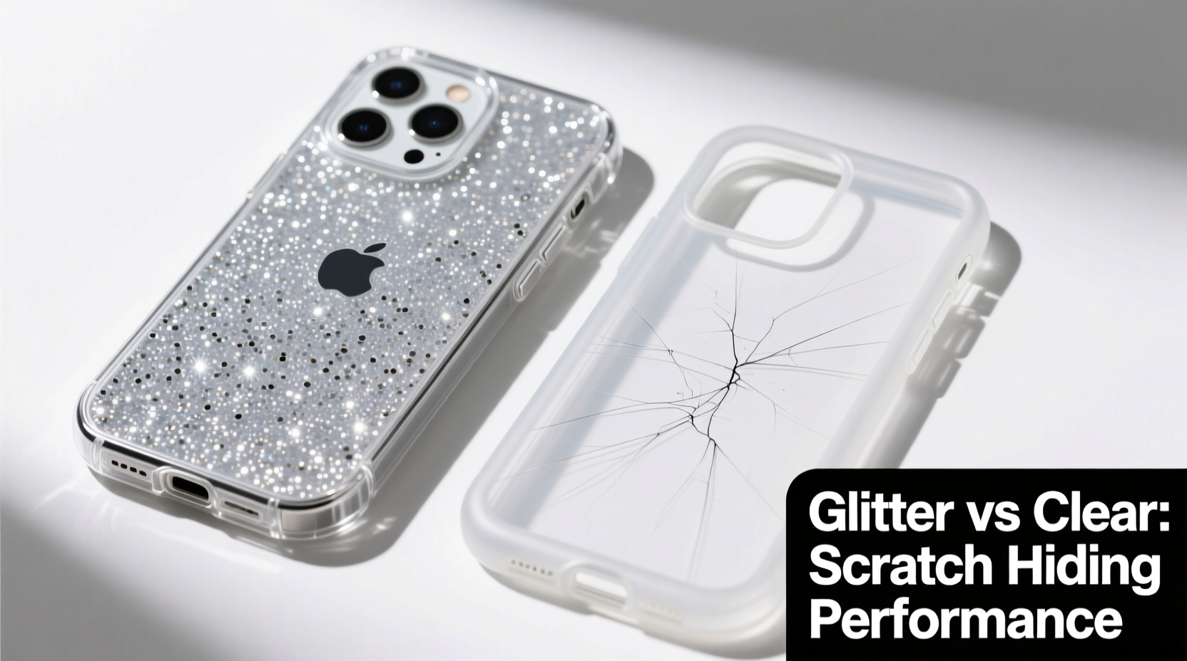 glitter or clear iphone case which one hides scratches better