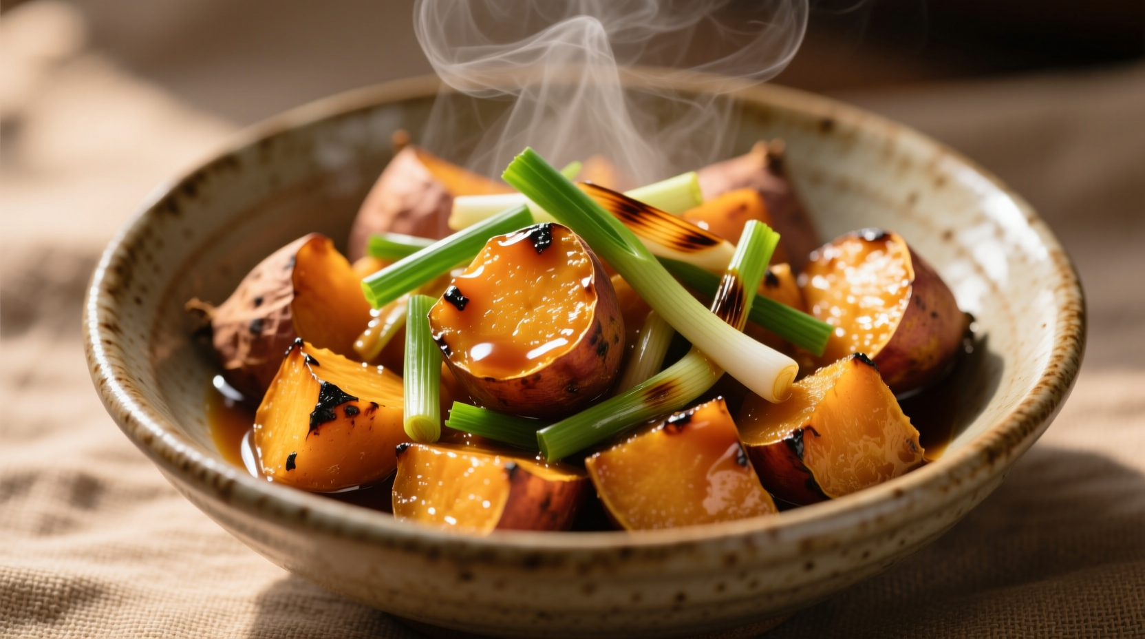 miso scallion roasted sweet potatoes
