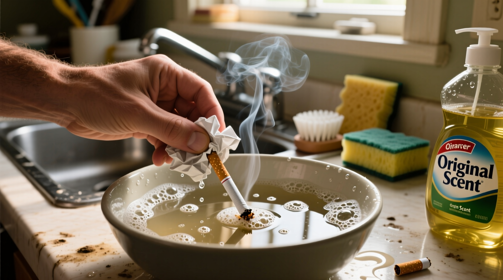 macgyver tip reduce cigarette smell with dish washing