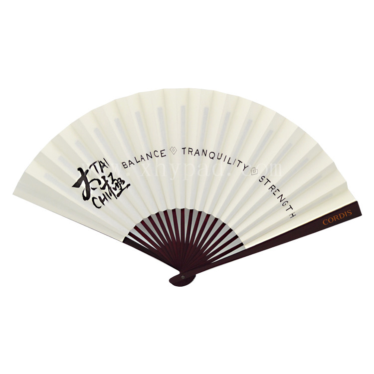 Custom advertising fan printing LOGO advanced Chinese folding paper fan bamboo handle