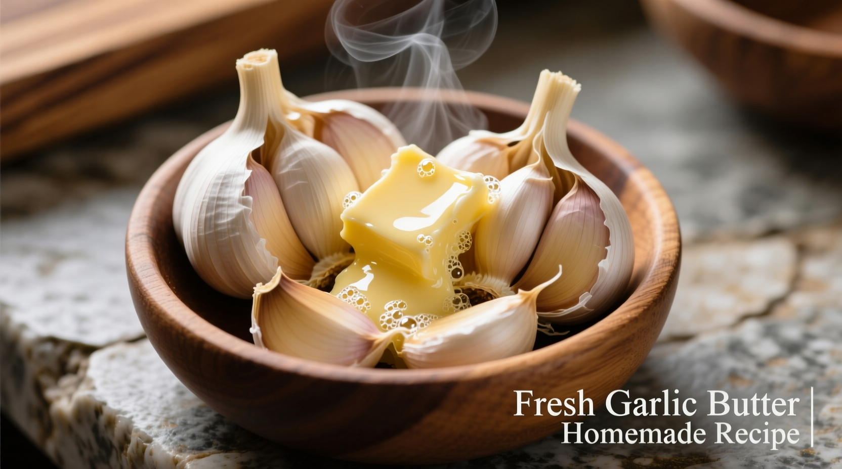 Fresh garlic cloves and butter for homemade garlic butter