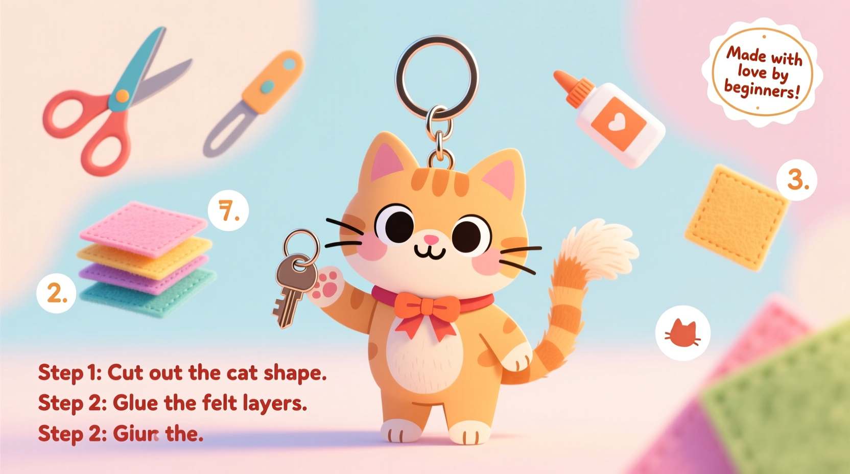 easy and fun diy cat keychain ring tutorial for beginners