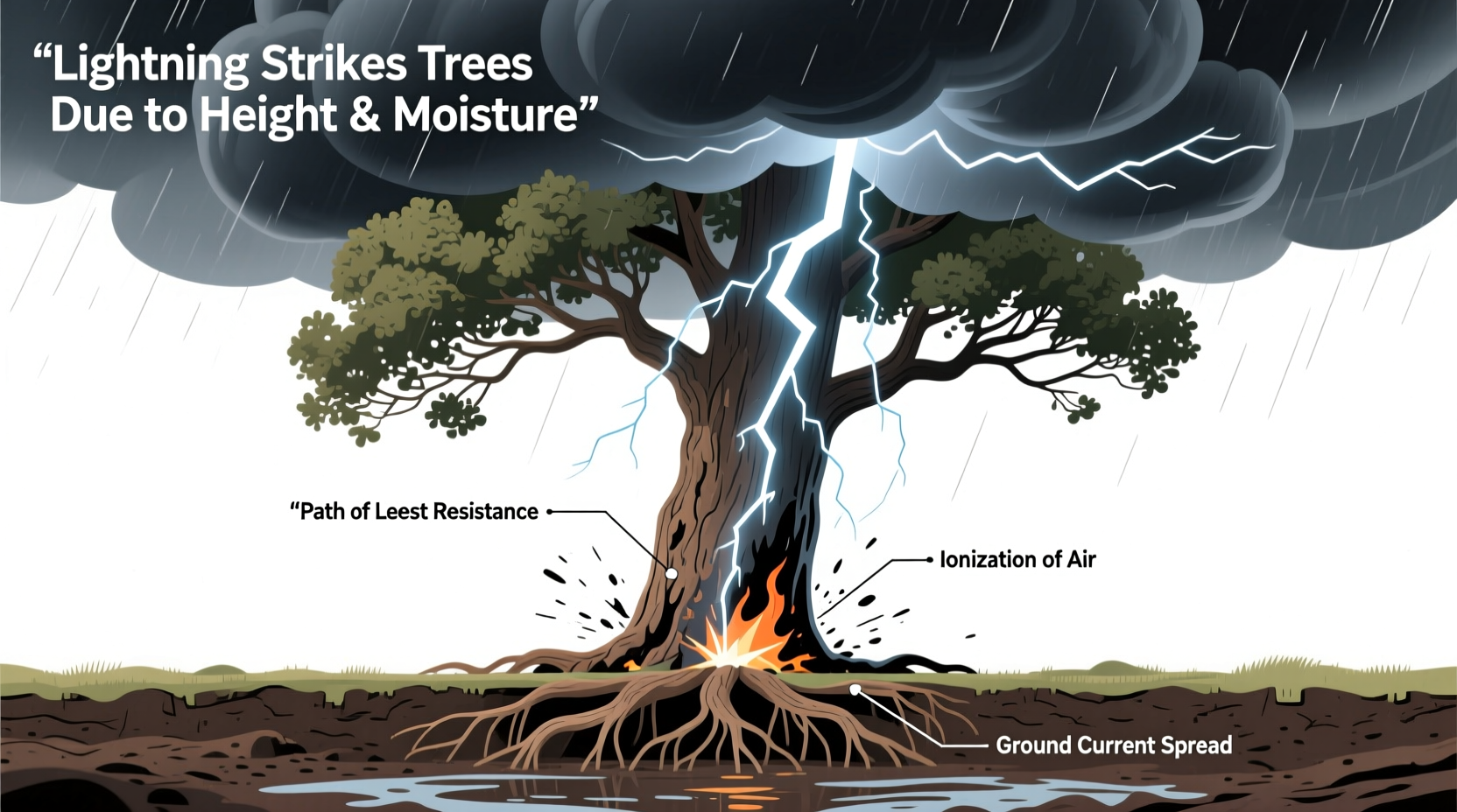 why does lightning strike trees understanding the science