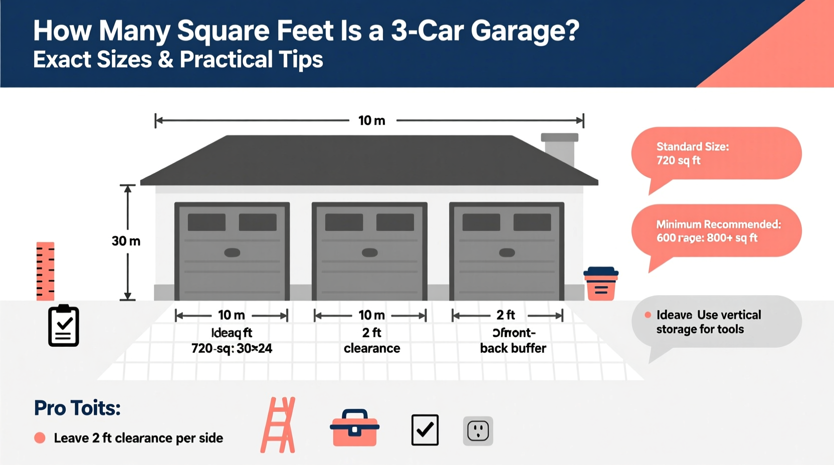 how many square feet is a 3 car garage