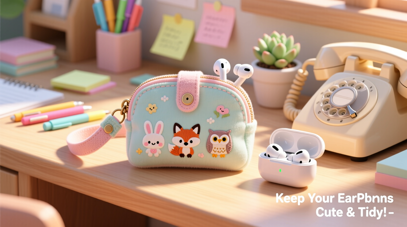 charming and practical ways to organize earphones using a cute pouch