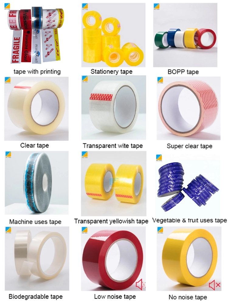 PAC KING Logo Carton Sealing Bopp 48mm Opp Adhesive Tape Jumbo Roll Custom Duct Logo Printed Packaging Tape