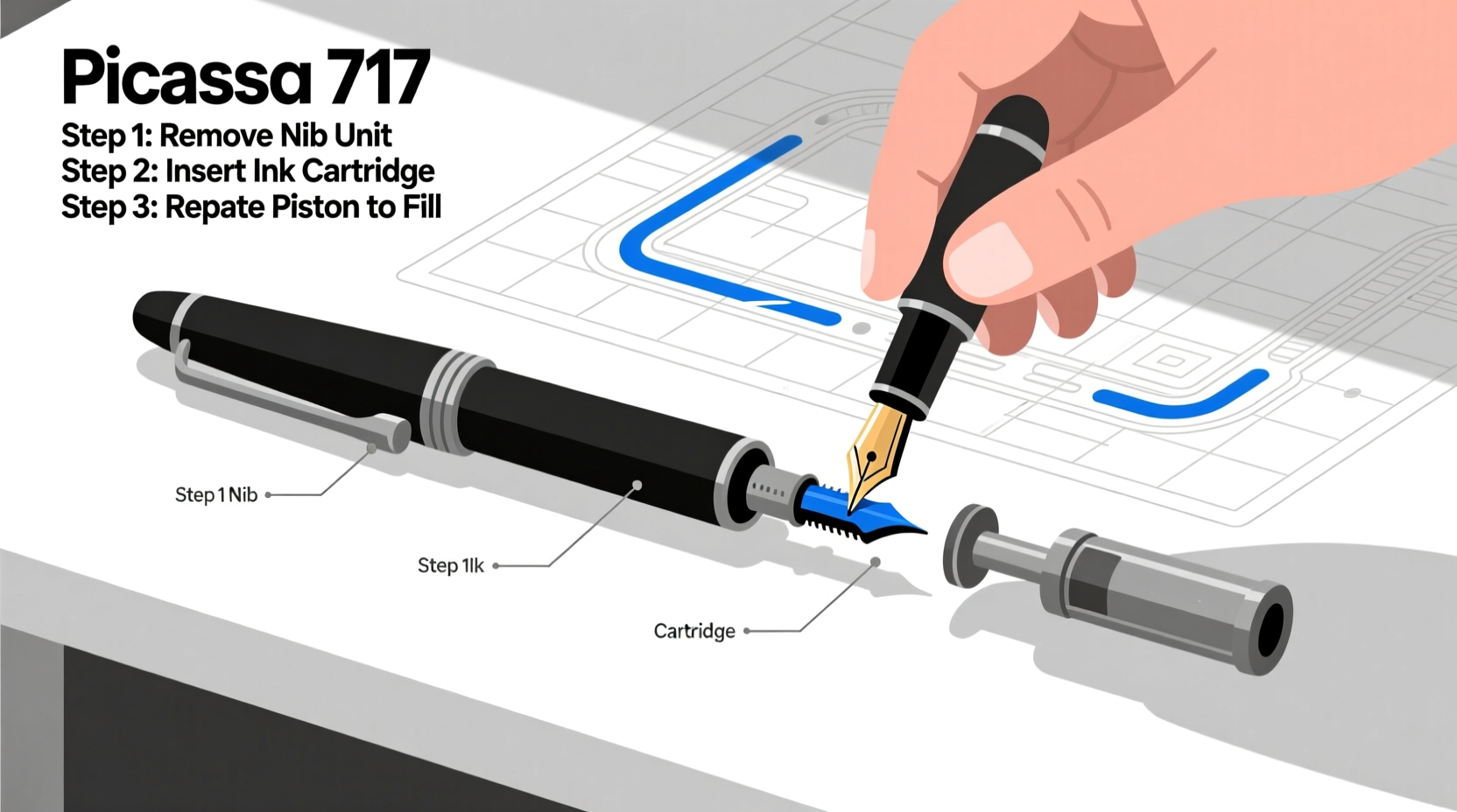 mastering the picasso 717 fountain pen a step by step guide to easy refilling