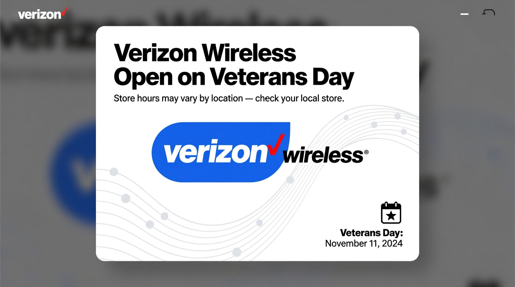is verizon wireless open on veterans day