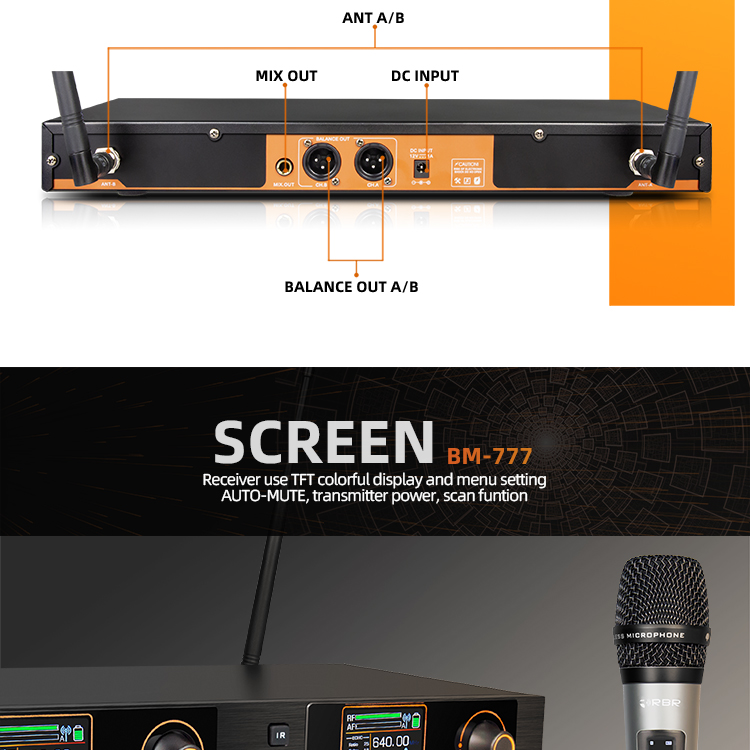 Professional BM777 UHF Digital Karaoke Wireless Microphone