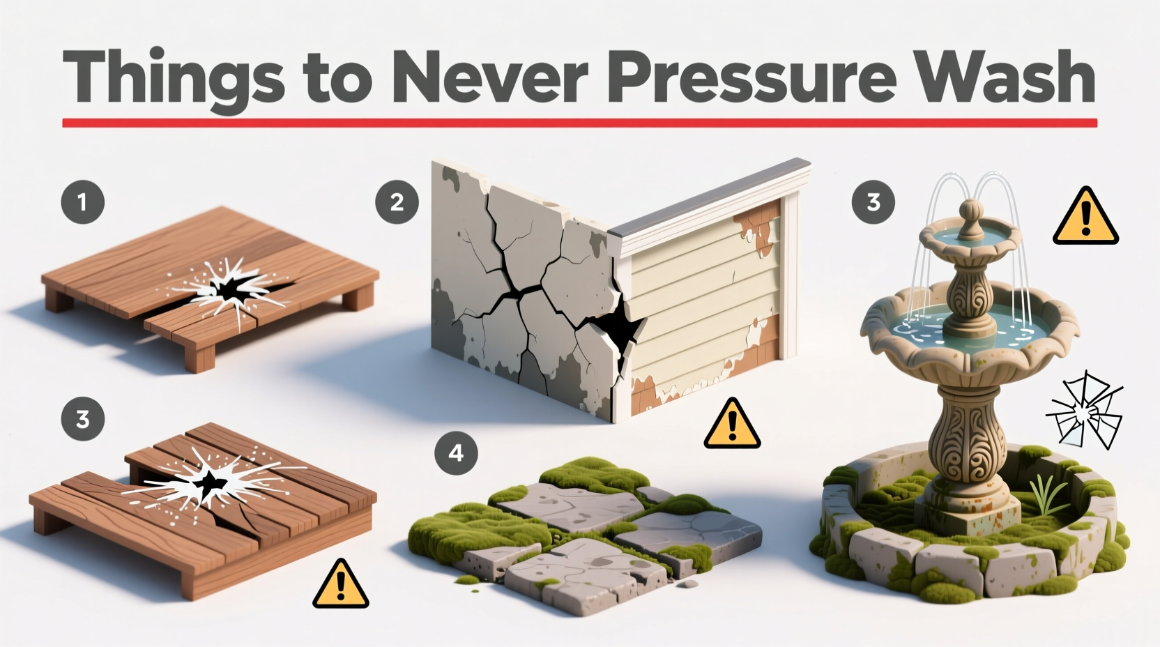 things to never pressure wash