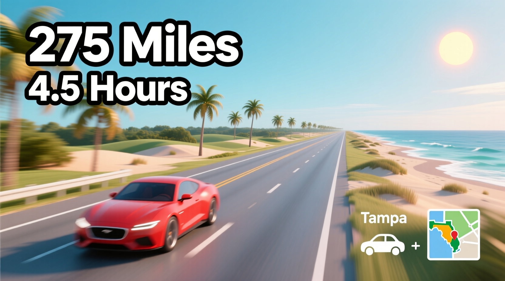 how far is tampa from miami by car