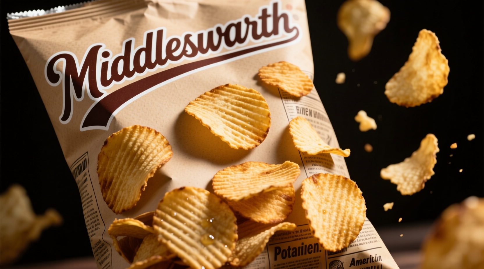 Middleswarth potato chips bag showing distinctive thick-cut chips