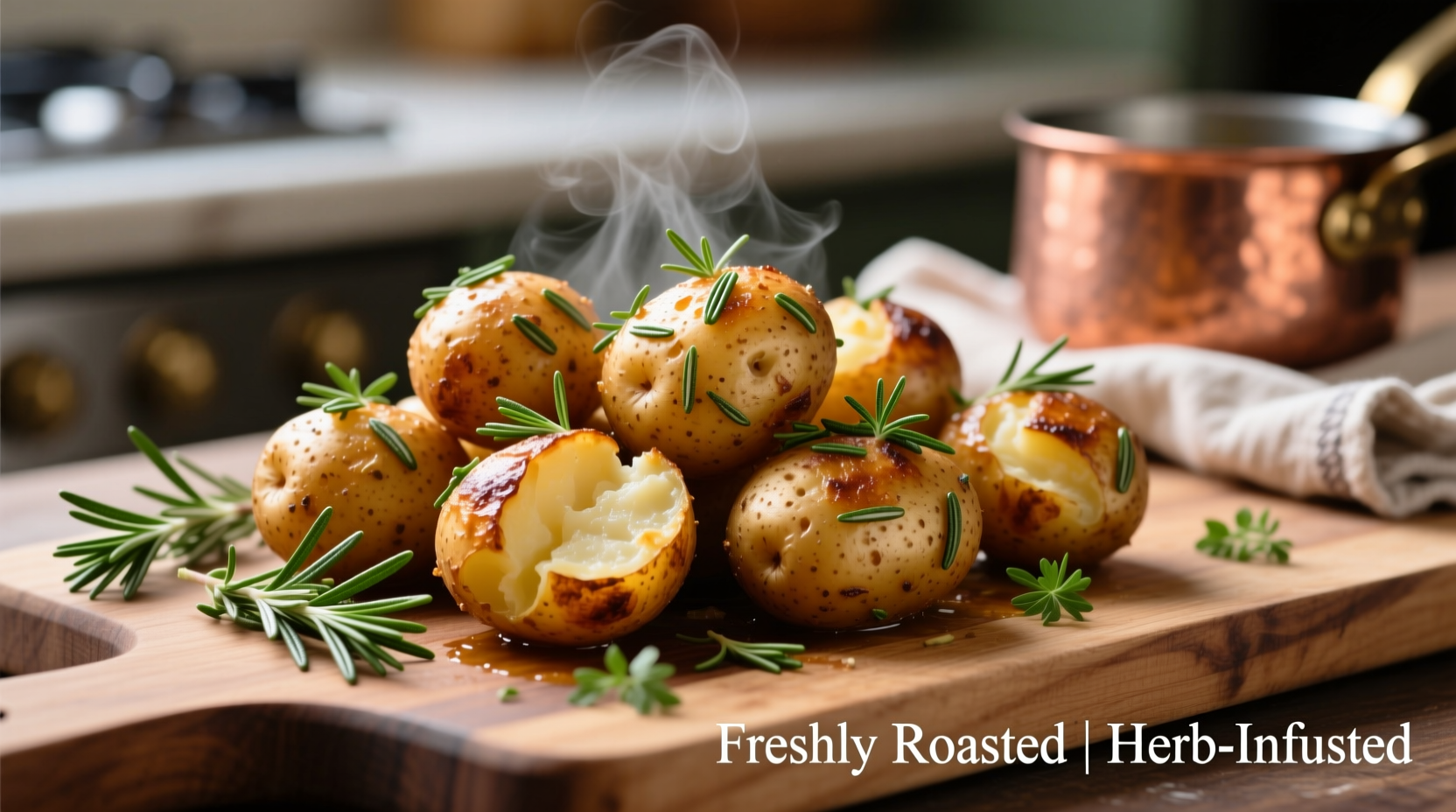 Perfectly roasted little potatoes with fresh herbs