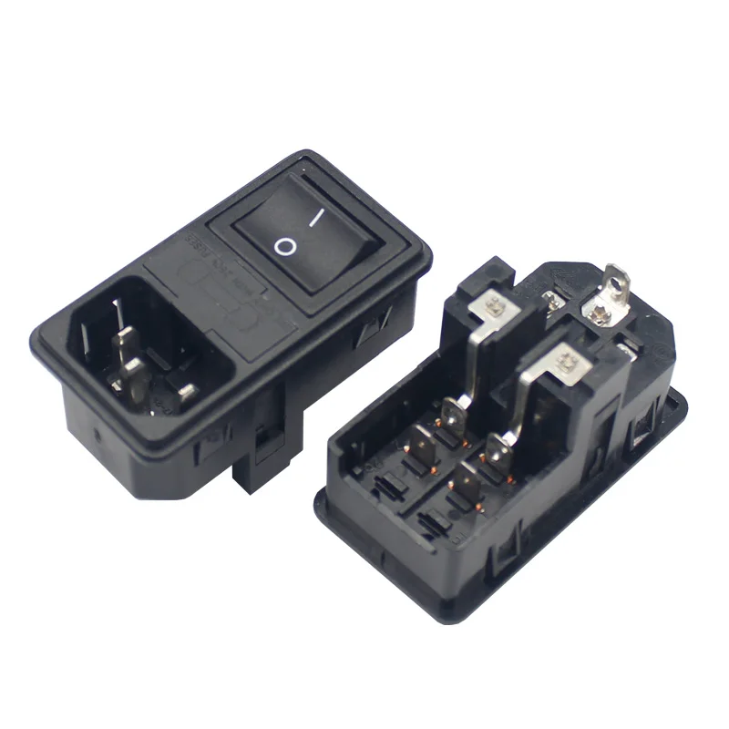 250V 10A screw mount C13 C14 male socket panel ac dc socket with fuse and rocker switch ac power connector