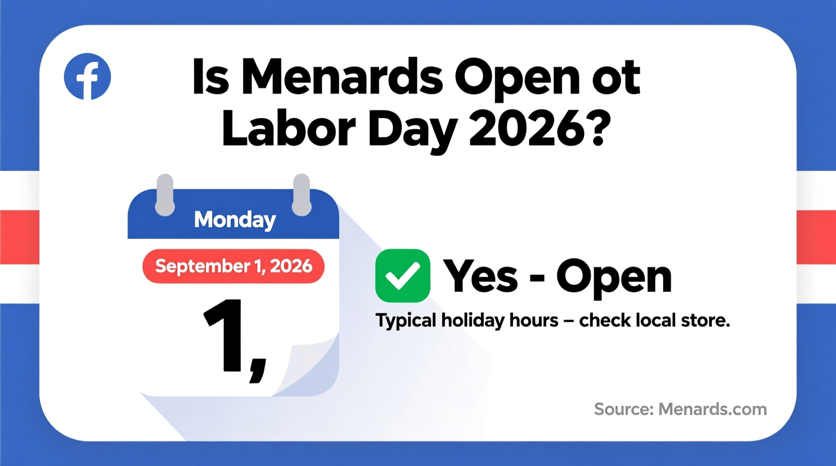 is menards open on labor day 2026