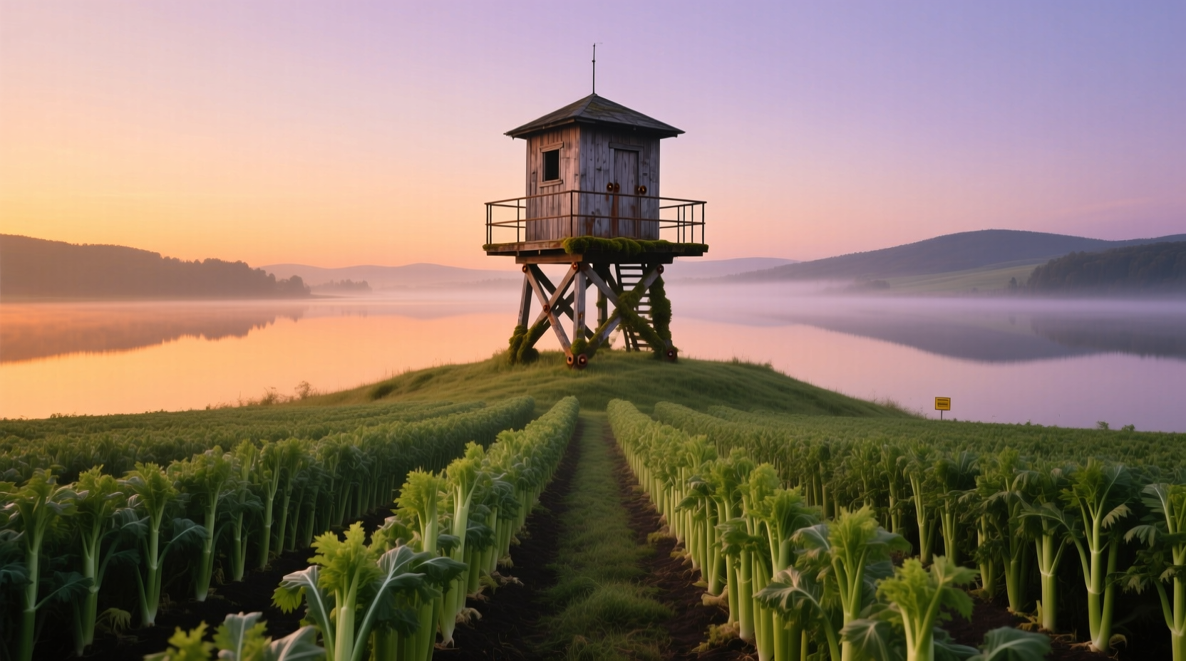Celery Fields observation tower overlooking lake