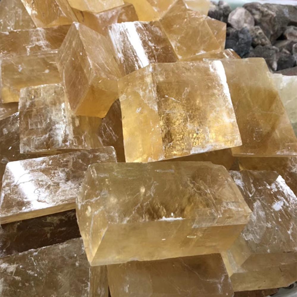 天然方解石石英水晶粗石黄色方解石立方体宝石民间工艺品蜂蜜方解石