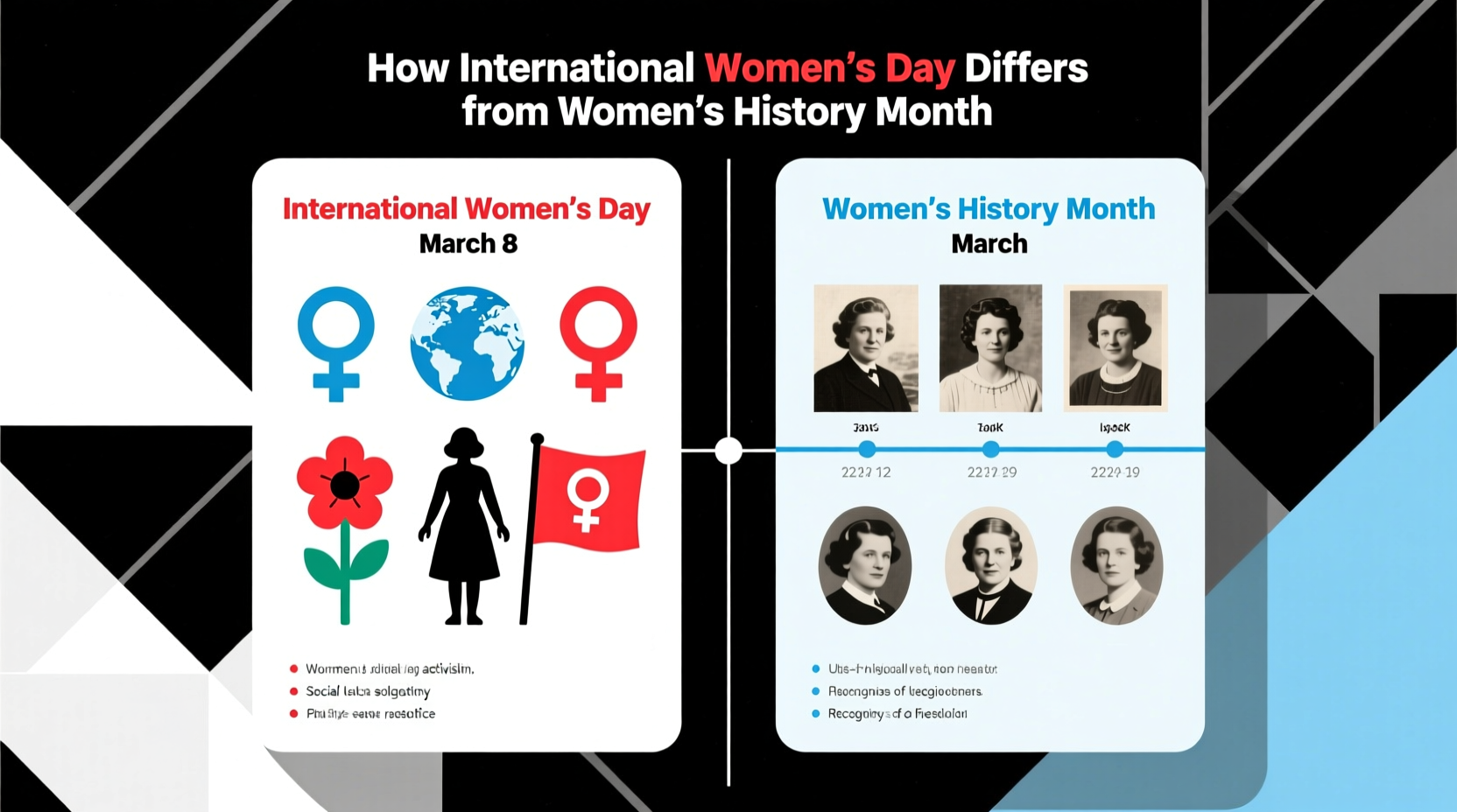 how is international womens day and womens history month different