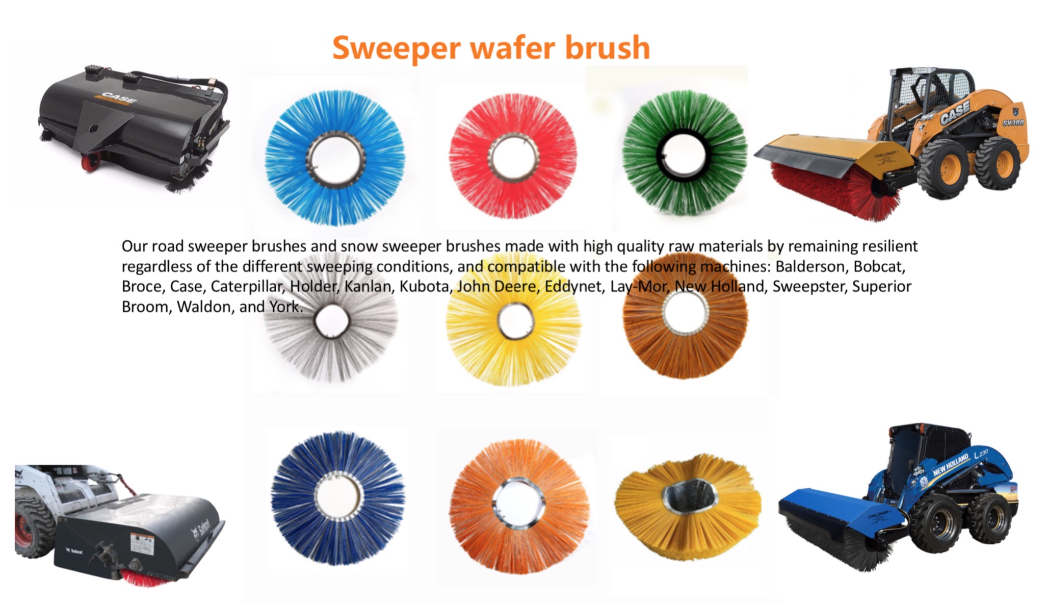 Steel Wire Road Sweeper Brushes For Tractor Mounted Cleaning