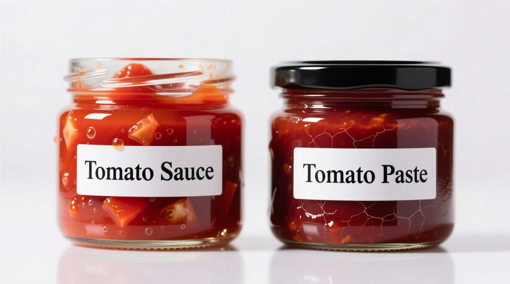 Tomato sauce and paste comparison in jars