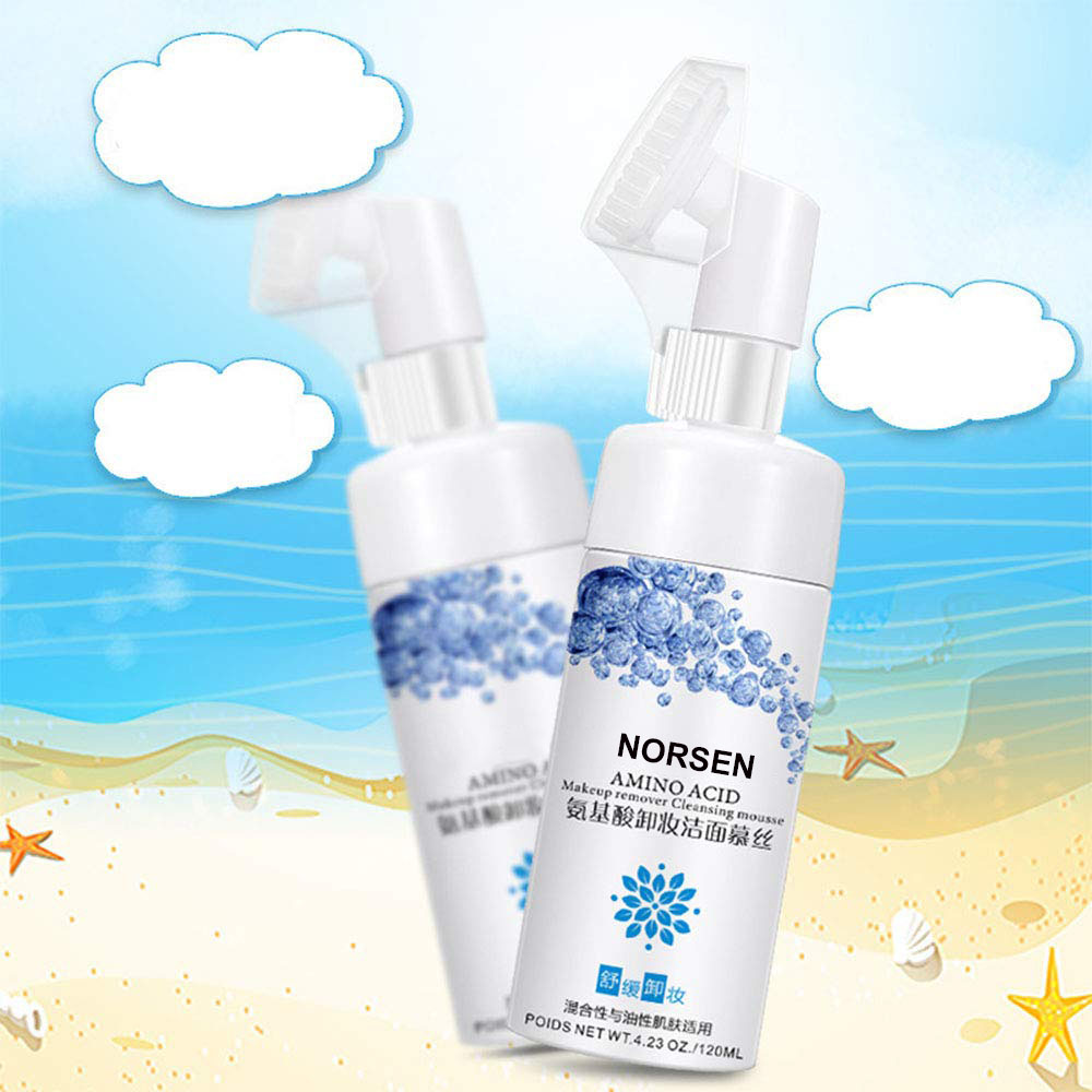 Private Label custom Cleansing Mousse Pump Brush Vitamin C Purifying Foam Silicone Brush Facial Cleanser