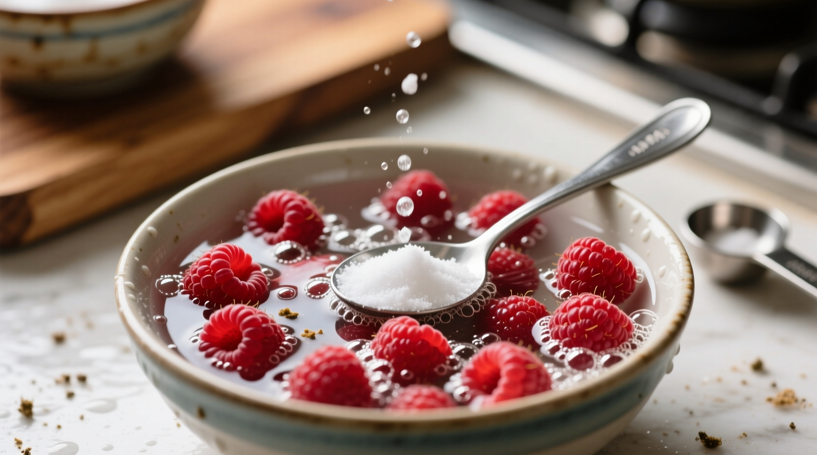 how to clean raspberries with baking soda
