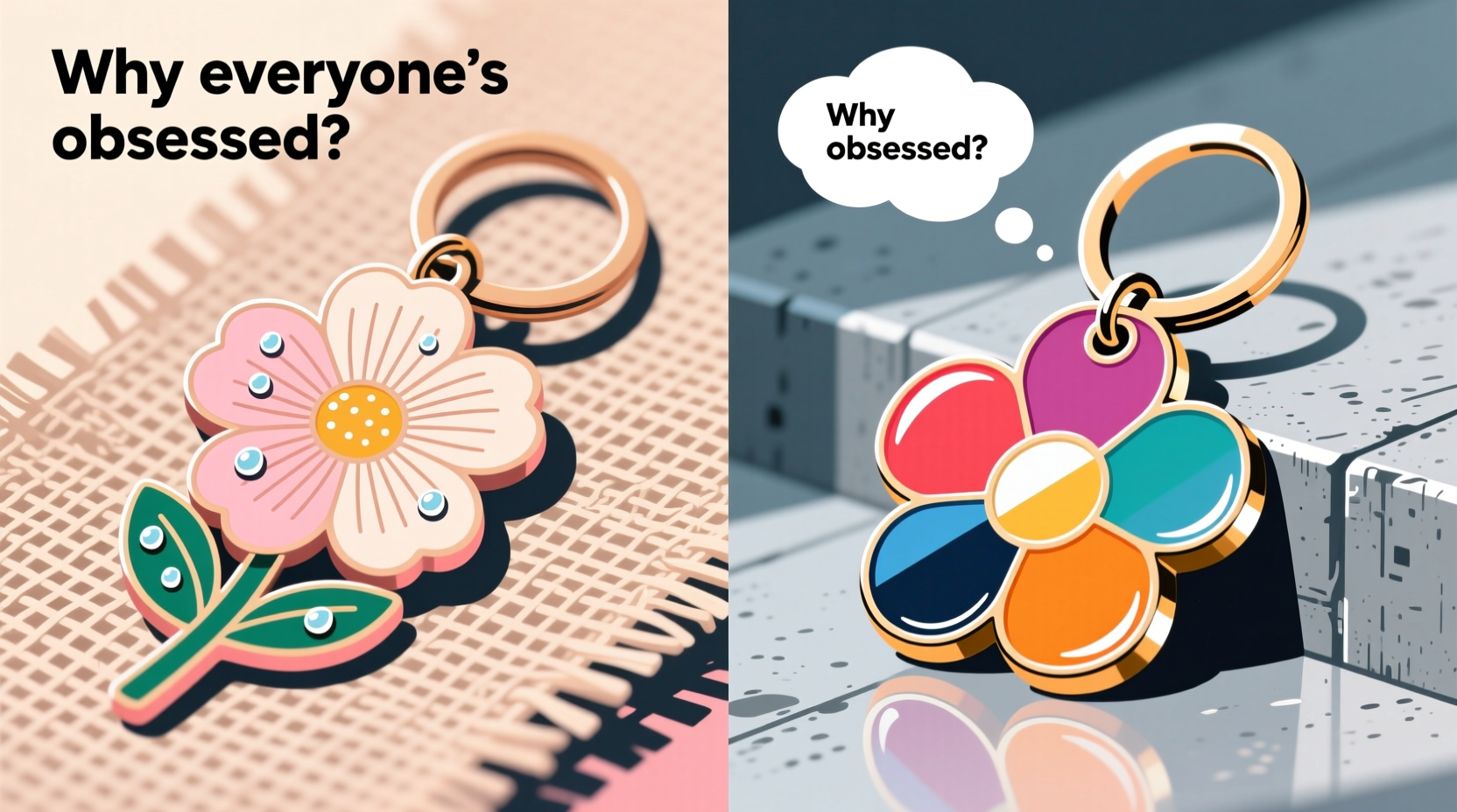 flower vs enamel keychains why is everyone obsessed with enamel all of a sudden