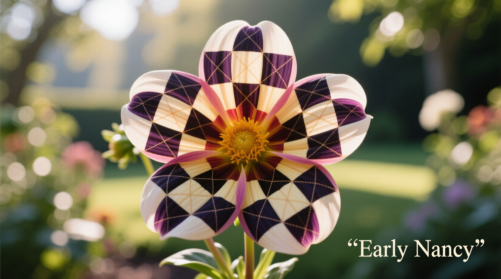 Close-up of Early Nancy flower showing distinctive checkered pattern