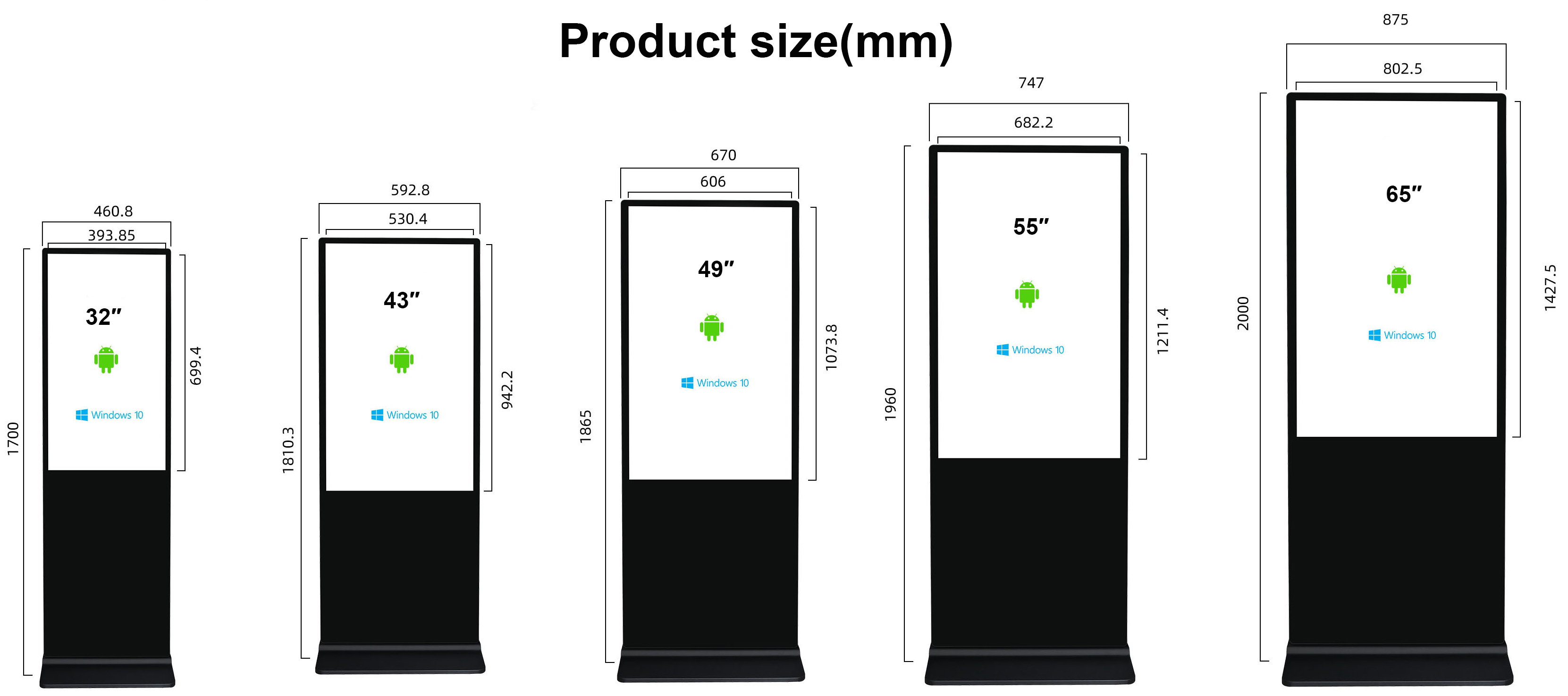 Vertical TV Touch Screen Kiosk 4k Indoor Advertising Player Display HD LCD Signage