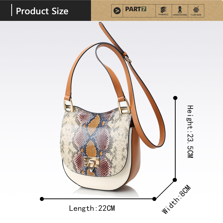 Guodi factory snake cow Leather Handbags for Women with lock