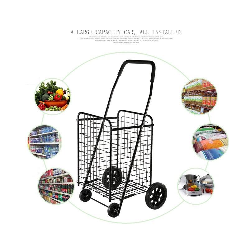 Collapsible Grocery Shopping Basket Large Metal Rolling Laundry Cart
